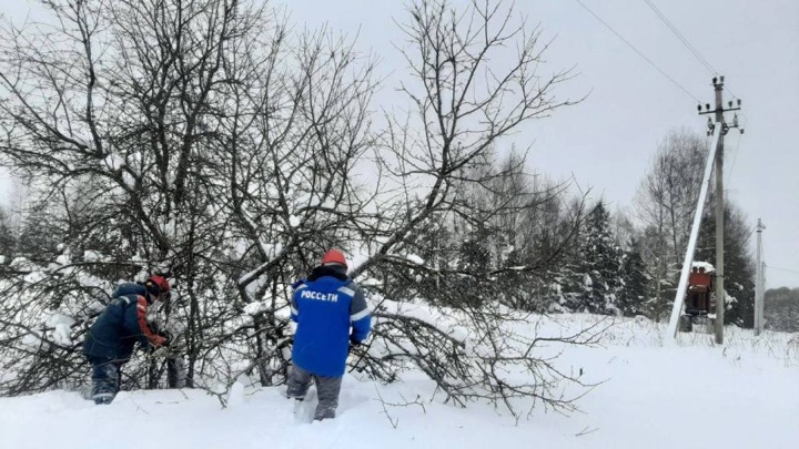Под Владимиром из-за снегопадов произошли сбои в электроснабжении