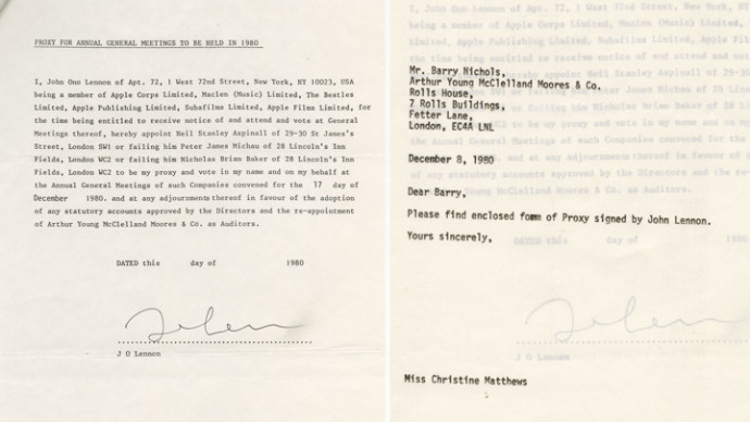 Последнее письмо Джона Леннона продали за 64 тысячи долларов